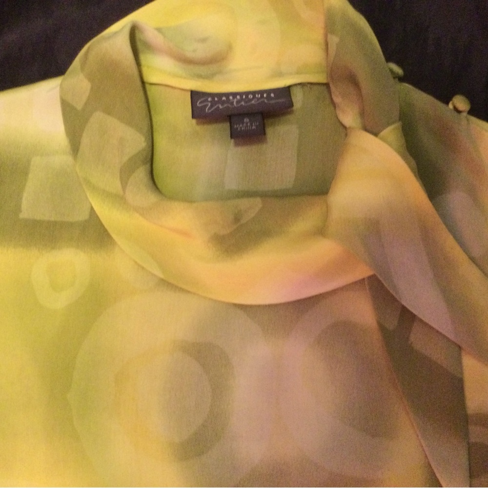 Classiques Entier Sheer Lime Green Polka Dot Blouse